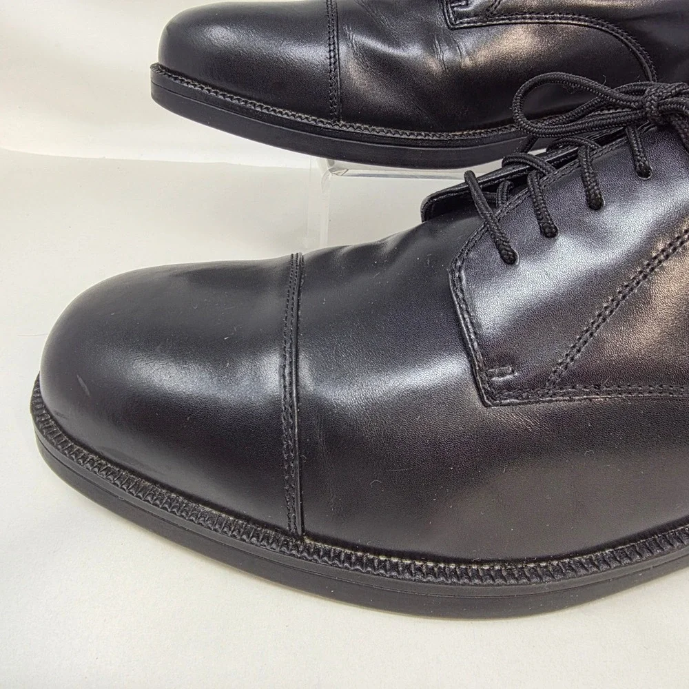 Hush Puppies Oxford Mens 13 M 15175 Black Leather Cap Toe Dress Shoes Excellent